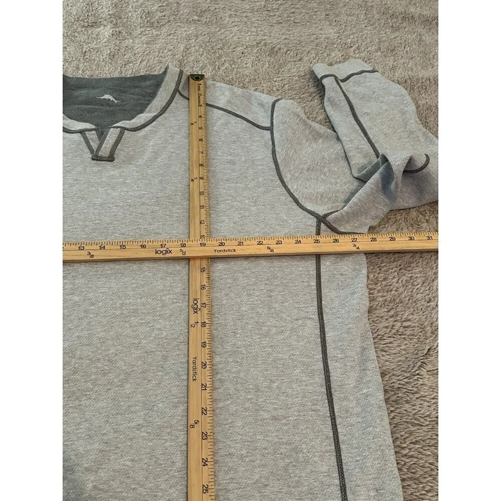 Tommy Bahama Reversible Sweater Gray Cotton Long Sleeves Mens